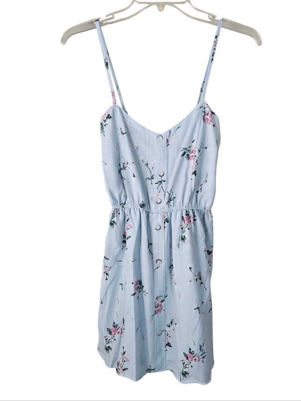 Yesstyle OS Light Blue Floral Button-Front Romper Dress